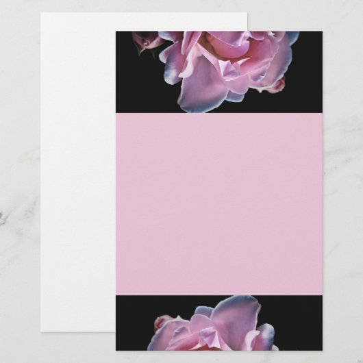 Prachtige roze roze roze op zwart briefpapier (Voorkant / Achterkant)