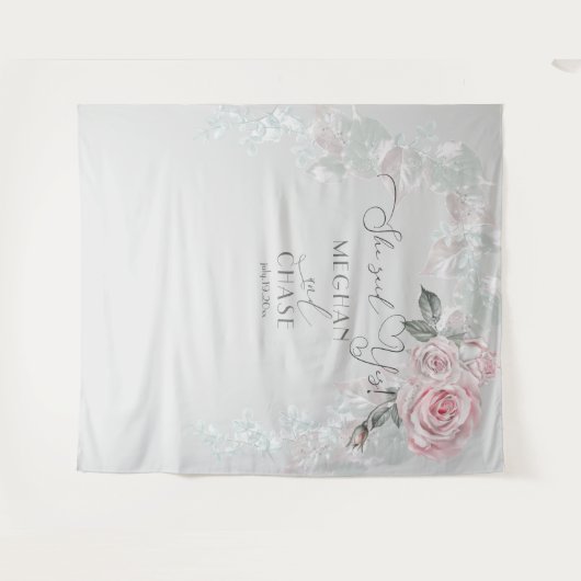 Prachtige roze roze rozen prop BarefootBride™ Wandkleed (Voorkant (horizontaal))