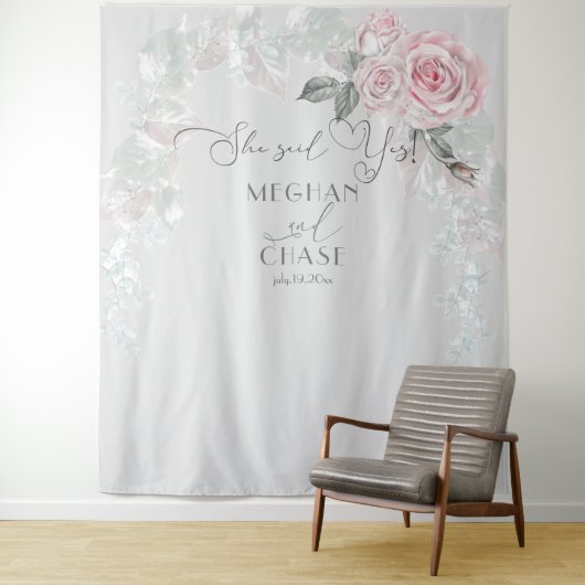 Prachtige roze roze rozen prop BarefootBride™ Wandkleed (In situ)