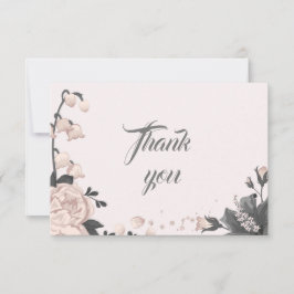 prachtige roze roze tropische bloemen en knoppen bedankkaart