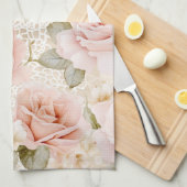 Prachtige Roze Rozen Bloemige Bruiloft Feest Theedoek (Quarter Fold)