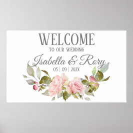 Prachtige Roze Rozen Boeket Bruiloft Poster
