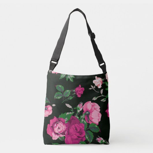 prachtige roze rozen crossbody tas (Voorkant)