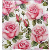 Prachtige roze rozen douchegordijn (Voorkant)