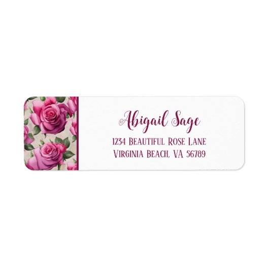 Prachtige roze rozen Elegant Floral Address Label (Voorkant)