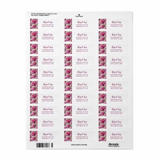 Prachtige roze rozen Elegant Floral Address Label (Full Sheet)