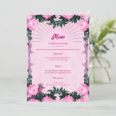 Prachtige roze rozen menu (Staand voorkant)