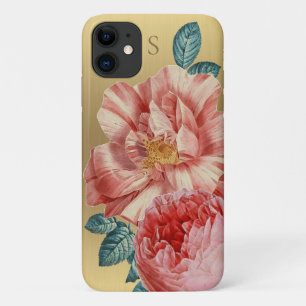 Prachtige  roze rozen met naam Monogram Case-Mate iPhone Case