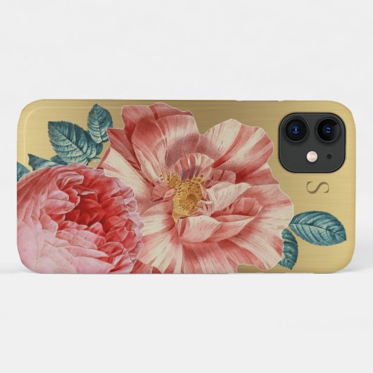 Prachtige roze rozen met naam Monogram Case-Mate iPhone Case (Achterkant (horizontaal))