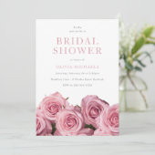 Prachtige roze rozen romantische bruidsdouche kaart (Staand voorkant)