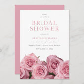 Prachtige roze rozen romantische bruidsdouche kaart (Voorkant / Achterkant)