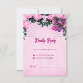 Prachtige roze rozen RSVP kaartje (Voorkant)