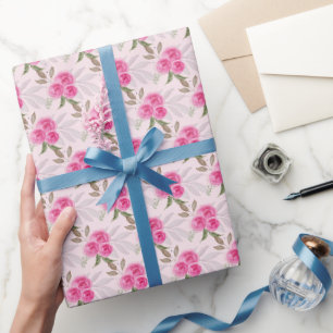 Prachtige Roze Rozen Waterverf Patroon Cadeaupapier
