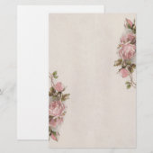 Prachtige  roze rozenstrookjes briefpapier (Voorkant / Achterkant)