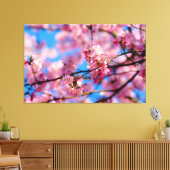 Prachtige roze Sakura en blauwe lucht van de lente Canvas Afdruk (Insitu (Woonkamer))