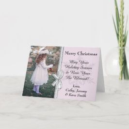 Prachtige roze Snowflake Persoonlijke Kerstmis Feestdagen Kaart