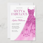 Prachtige Roze Sparkle Dress 60ste Verjaardag Part Kaart (Voorkant)