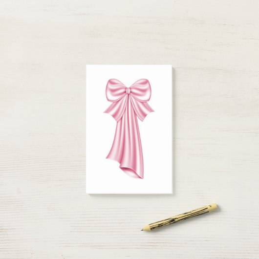 Prachtige roze strik post-it® notes (Op bureau)