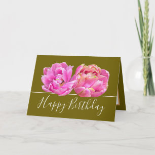 Prachtige Roze Tulp  Bloemen Boeket Verjaardag Kaart