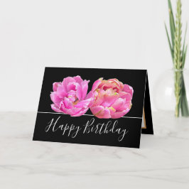 Prachtige Roze Tulp  Bloemen Boeket Verjaardag Kaart