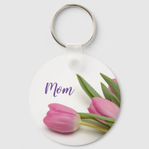 Prachtige roze tulpen met tekst sleutelhanger