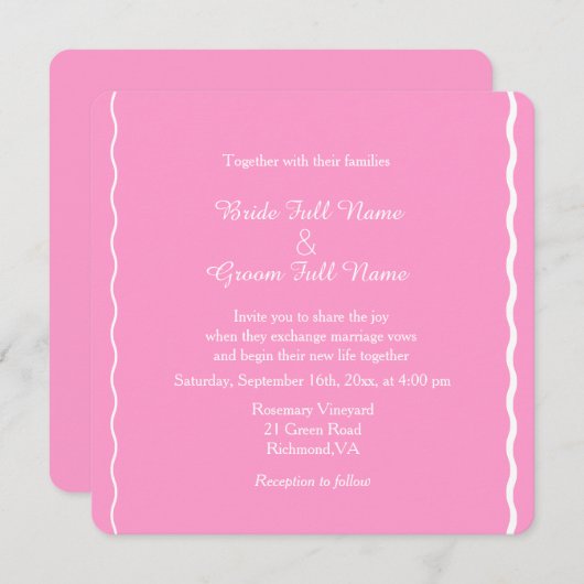 Prachtige roze tulpje-bruiloft kaart (Voorkant / Achterkant)