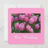 Prachtige roze tulpje-bruiloft kaart (Achterkant)