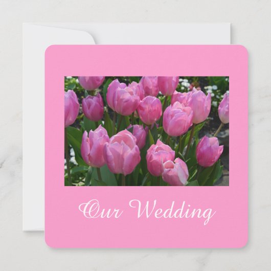 Prachtige roze tulpje-bruiloft kaart (Achterkant)