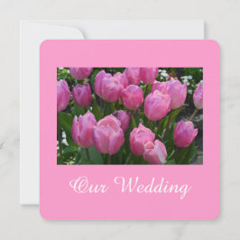 Prachtige roze tulpje-bruiloft kaart