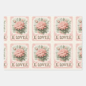Prachtige roze Valentijnse  bloemen Inpakpapier Vel (Voorkant 2)