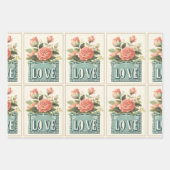 Prachtige roze Valentijnse  bloemen Inpakpapier Vel (Voorkant)