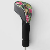 Prachtige roze ventilator en tropisch lederen patr golfheadcover (Schuin)