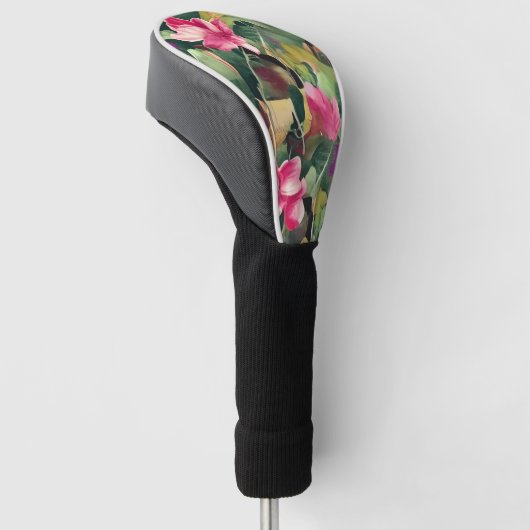 Prachtige roze ventilator en tropisch lederen patr golfheadcover (Schuin)