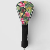 Prachtige roze ventilator en tropisch lederen patr golfheadcover (Voorkant)