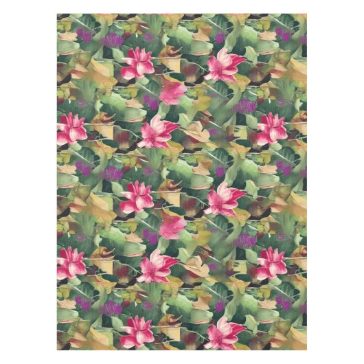 Prachtige roze ventilator en tropisch lederen patr tafelkleed (Voorkant)