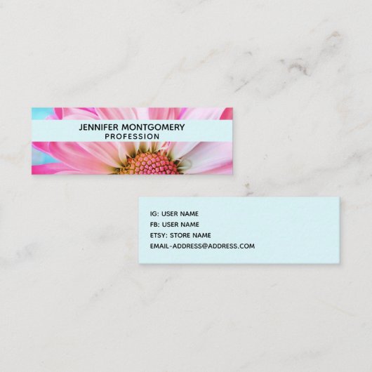 Prachtige roze ventilator Sluit foto Mini Business Mini Visitekaartje (Voorkant / Achterkant)