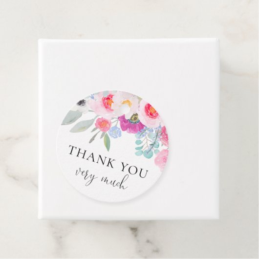 Prachtige Roze Waterverf Anemoon Bedankjes Bedankjes Labels (In situ)