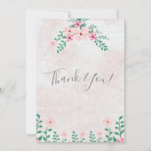 Prachtige roze Waterverf bruiloft Bedankkaart (Voorkant)