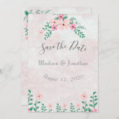 Prachtige roze Waterverf bruiloft Save The Date (Voorkant / Achterkant)