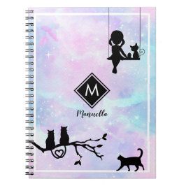 Prachtige roze Waterverf Galaxy Girl Diary Notitieboek