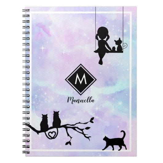 Prachtige roze Waterverf Galaxy Girl Diary Notitieboek (Voorkant)