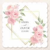 Prachtige roze Waterverf Rozen Kartonnen Onderzetters (Voorkant)