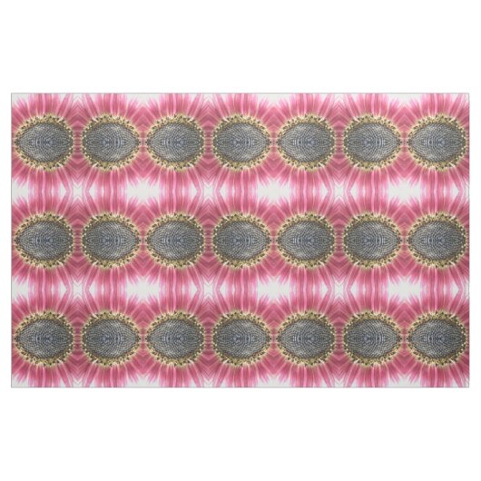 Prachtige roze zonnebloempjes met patterned fabric stof (Fat Quarter)