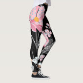 Prachtige roze, zwarte, grijze Abstracte Floral Le Leggings (Rechts)