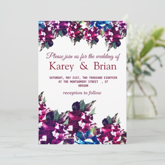 Prachtige Rozen Bloemen bruiloft uitnodiging Kaart (Staand voorkant)