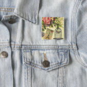 Prachtige rozen bloemen Eiffeltoren Vierkante Button 5,1 Cm (In situ)