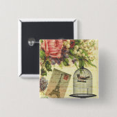 Prachtige rozen bloemen Eiffeltoren Vierkante Button 5,1 Cm (Voorkant /achterkant)