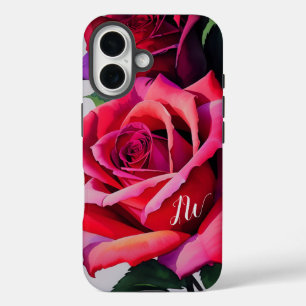 Prachtige rozen en aangepaste tekst iPhone 16 hoesje