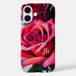 Prachtige rozen en aangepaste tekst iPhone 16 hoesje