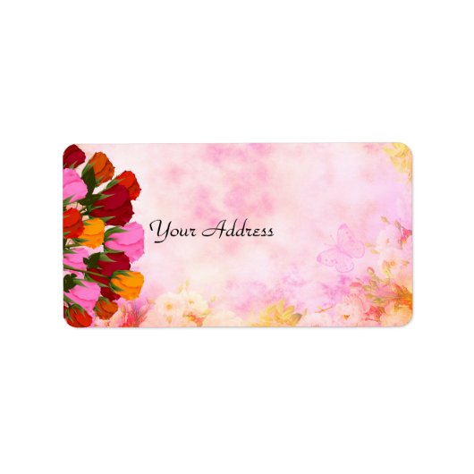 Prachtige Rozen en Butterflies Adres Label (Voorkant)